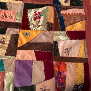 vintage handmade Crazy quilt