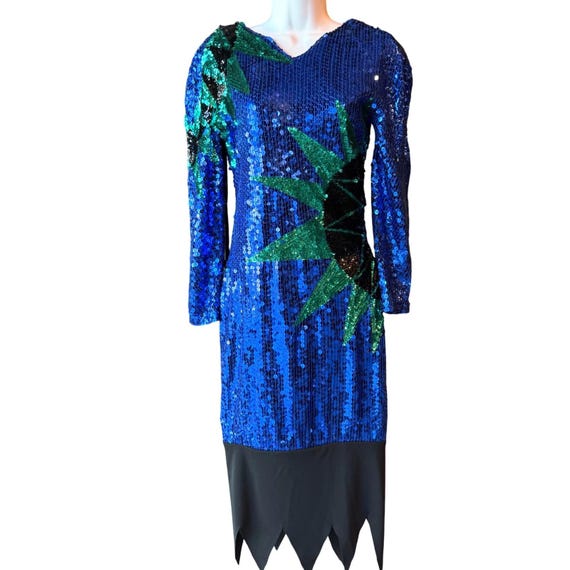 blue sequin dress halloween Hayley Lace-Up Back Sequin Mini Dress