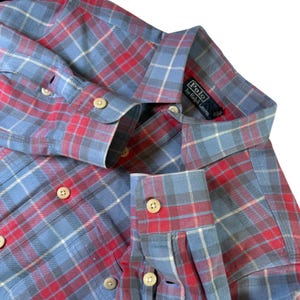 Polo Ralph Lauren VTG Flannel Shirt Plaid Button Up Long Sleeve Casual Size M