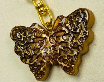 Handmade Bronze Butterfly Keychain, Purse Charm, Bag Accessory