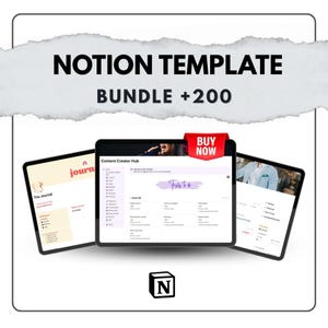 Notion Template Bundle +200 | Digital Planner & Productivity Templates