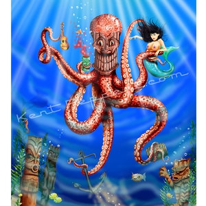 Octo Tiki - 8.5 X 11 Print by Kent Reppert II