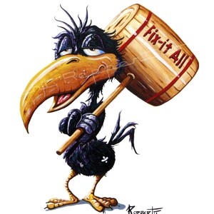 Fix-it All Crow - 13X19 Signed and Numbered Print by Kent Reppert