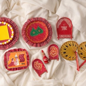 Handpainted Bengali Wedding totto suchi gachkouto kulo patipotro wedding invitation plater