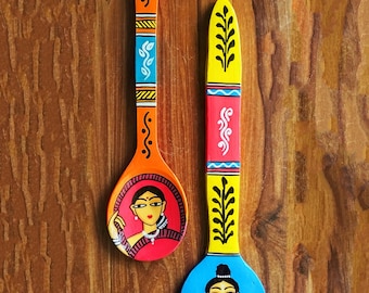 Juego de dos espátulas pintadas a mano