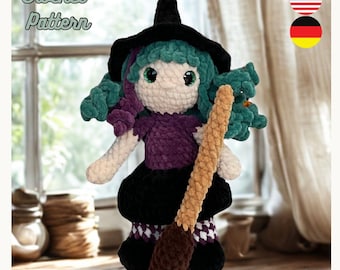 Crochet Witch Doll Pattern | Halloween Amigurumi Plushie | PDF Crochet Tutorial