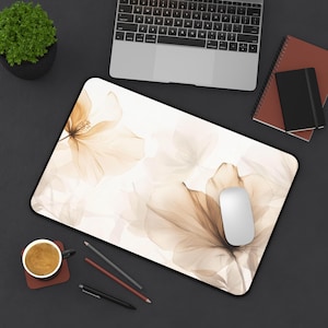 Flower Watercolor Desk Mat | Elegant Desk Accessory | Soft Floral Mouse Pad