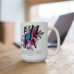 Chosen Floral Mug, Perfect for Gifts, Coffee Lovers, Mother&#39;s Day, Inspirational Quotes, Tea Time, Bible Verse