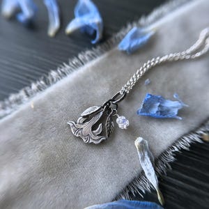 Datura moonflower necklace- sterling silver handmade metalsmith jewelry with moonstone labradorite option
