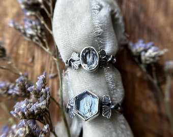 Rabbit Quartz Ring: Sterling Silver Ivy Garden, Handmade to Size