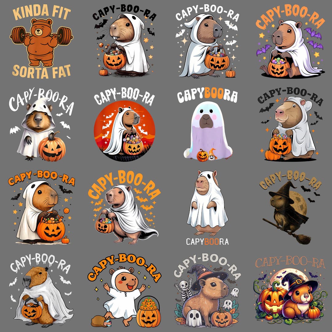 Capy-boo-ra PNG, Cute Capybara Ghost Halloween Clipart, Funny Trick or ...