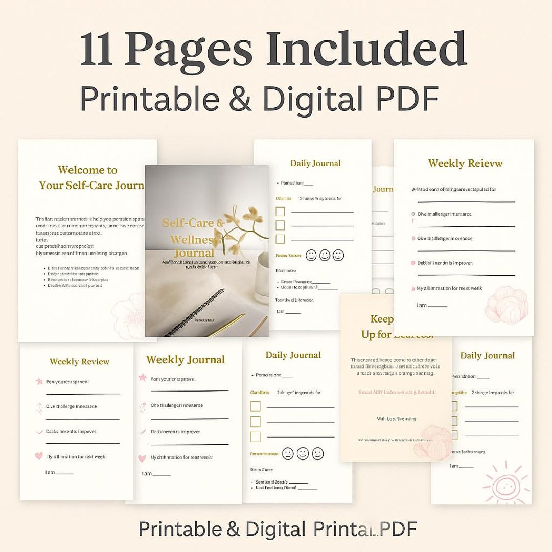 Self Care and Wellness Journal Printable PDF Digital Download - Etsy