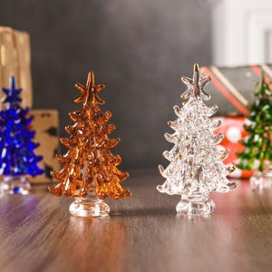 Miniature Christmas Tree Home  Decor,Handmade Glass Tree Figurine,Stained Christmas Trees Decoration,Crystal Christmas Trees,Christmas Gift