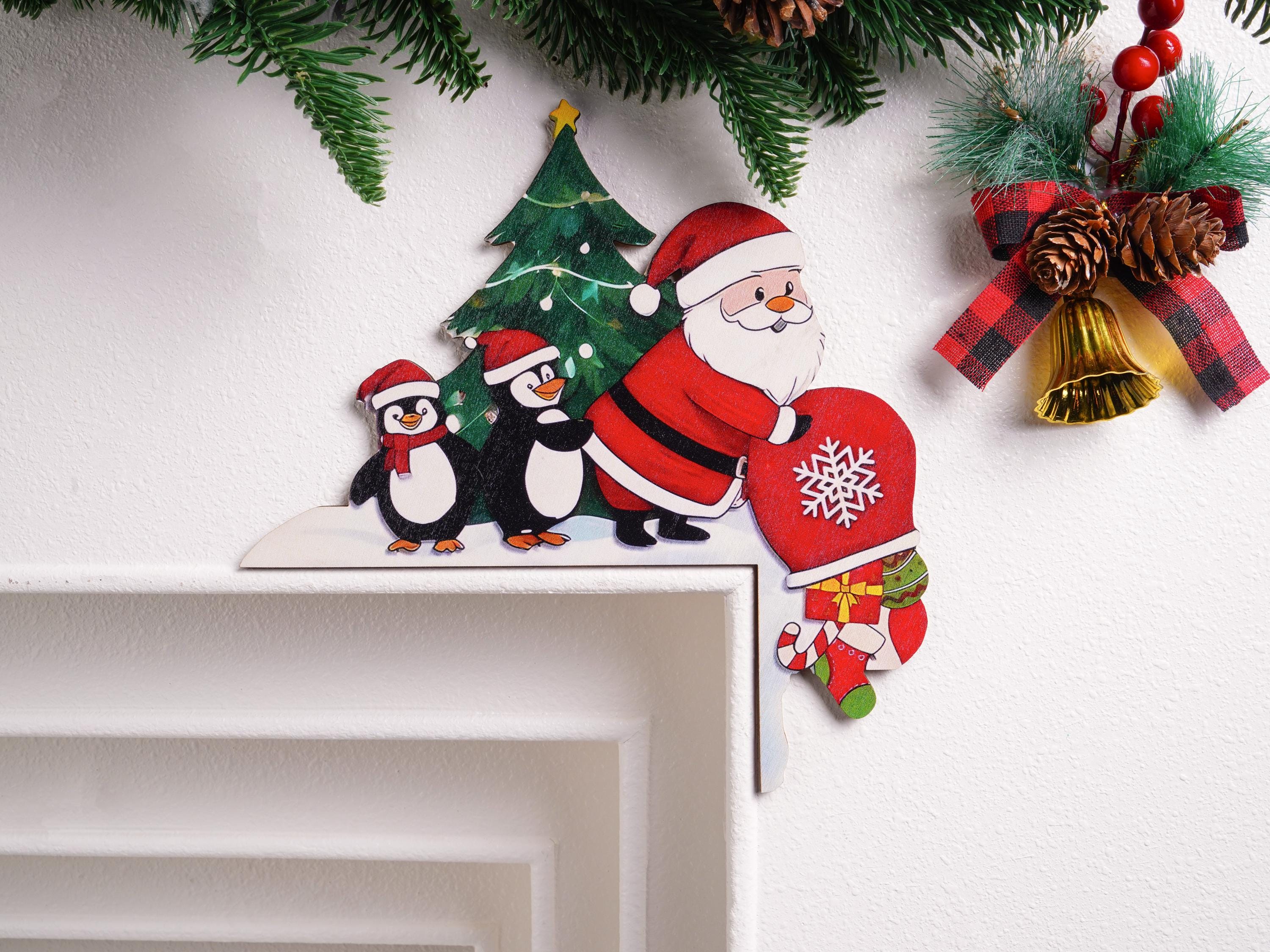 Tenda Decorativa Per Porta Di Natale 180x90cm - Babbo Natale Con Corda Da 6m