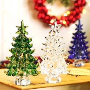 Handmade Glass Tree Figurine,Stained Christmas Trees Decoration,Miniature Christmas Tree Home  Decor,Crystal Christmas Trees,Christmas Gift