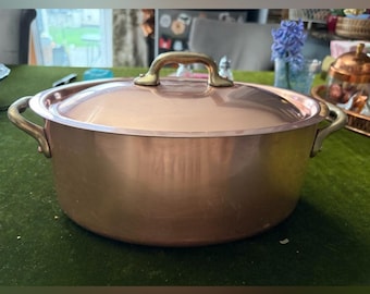 Vintage French copper casserole or Dutch  oven