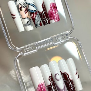 Unhas de pressão inspiradas em Sesshoumaru | Unhas de anime Inuyaha | Unhas de cosplay