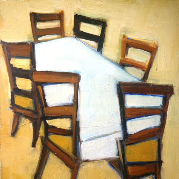 Six Chairs -Giclee-Fine Art Reproduction Print-Archival-Interior-still Life-Abstract-Expressive-Original Painting-Original Art-