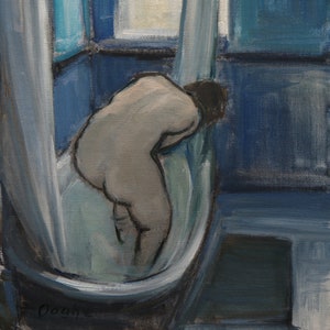 Nude-Bath-Shower-Original Artwork-Giclee-Archival Reproduction Print-Fine Art-Impressionism-Figure Study-Angela Ooghe