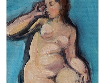 Impressão de Arquivo-Giclee-Pintura Original-Figura Estudo-Fine Art Nude-Nu Feminino-Figura Desenho-Impressionista-Figurativo-Mulher-Pintura-Nu