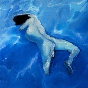 Refracted Swimmer-Giclee-Fine Art Reproduction Print-Archival Print-Nude-Pool Painting-Angela Ooghe