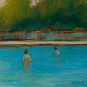 Women Wading-Giclee of Original Artwork-Archival Print-Nude Female-Water-Oil Painting-Impressionism-Swimming-Fine Art-Sensual-Angela Ooghe