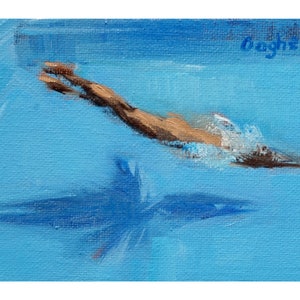 Archival Print-Giclee-Original Painting-Pool Painting-Swimmer-Nude-Diver-Figurative-Figure Study-Fine Art Nude-Angela Ooghe