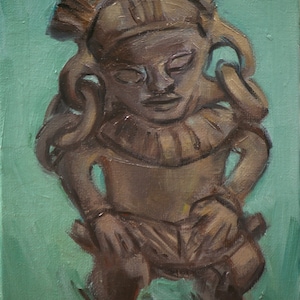 Pre-Columbian Figure - original oil painting-Angela Ooghe