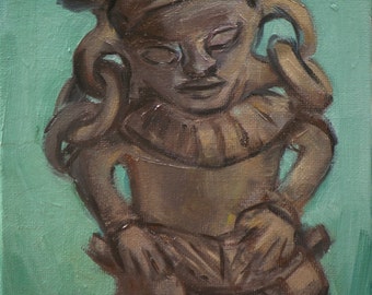Pre-Columbian Figure - original oil painting-Angela Ooghe