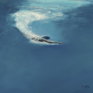 Open Water Dive-Giclee-Archival Print-Pool Painting-Nude-Swimmer-Ocean-8x10,11x14,16x20,20x24-Angela Ooghe-Impressionism-Angela Ooghe