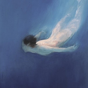 Luminous Diver-Giclee Print-Fine Art Reproduction-Archival Print-Nude-Pool Painting-Angela Ooghe