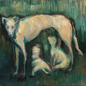 White Dog-Giclee-Fine Art Reproduction Print-Archival-Abstract-Expressive-Original Painting-Original Art-Angela Ooghe