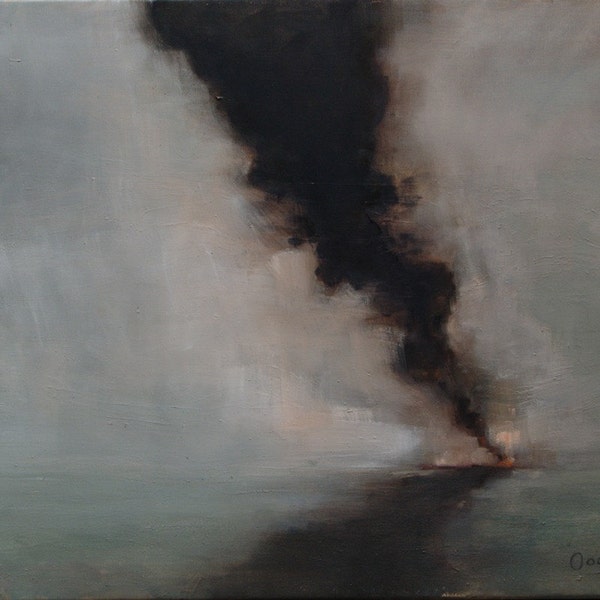 Reserved for Sarah - Large Oil Painting - Large Landscape Painting - Original Oil Painting - original oil painting - Distant Fire