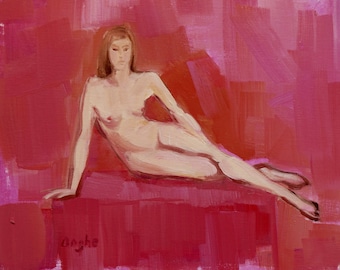 Mid Century-Nude Female-Archival Print-Giclee-Modern-Retro-Figure Drawing