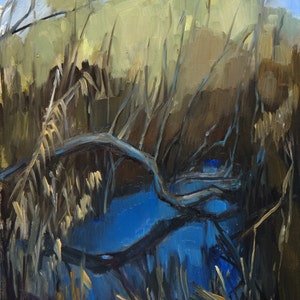 Landscape Painting - Clear Blue Sky Reflected - original oil painting - Florida landscape - Everglades-Angela Ooghe