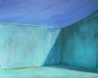 Original Oil Painting - Oil on Canvas - Empty Pool - Pool Painting - Modern - Wall Art - Contemporary - 16 x 20 inches