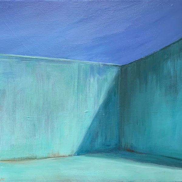 Original Oil Painting - Oil on Canvas - Empty Pool - Pool Painting - Modern - Wall Art - Contemporary - 16 x 20 inches