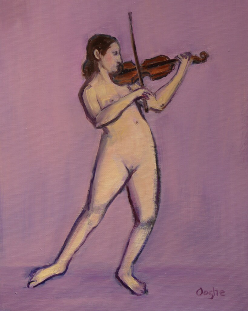 Naked Girl Plays Violin