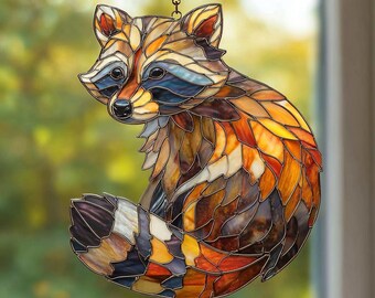Adorno atrapasol acrílico de mapache, decoración otoñal para ventana, regalo de Navidad para mamá