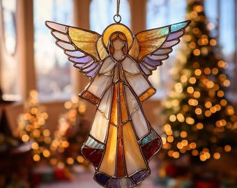 Adorno navideño para ventana: ángel de la guarda, decoración para el hogar, regalo.