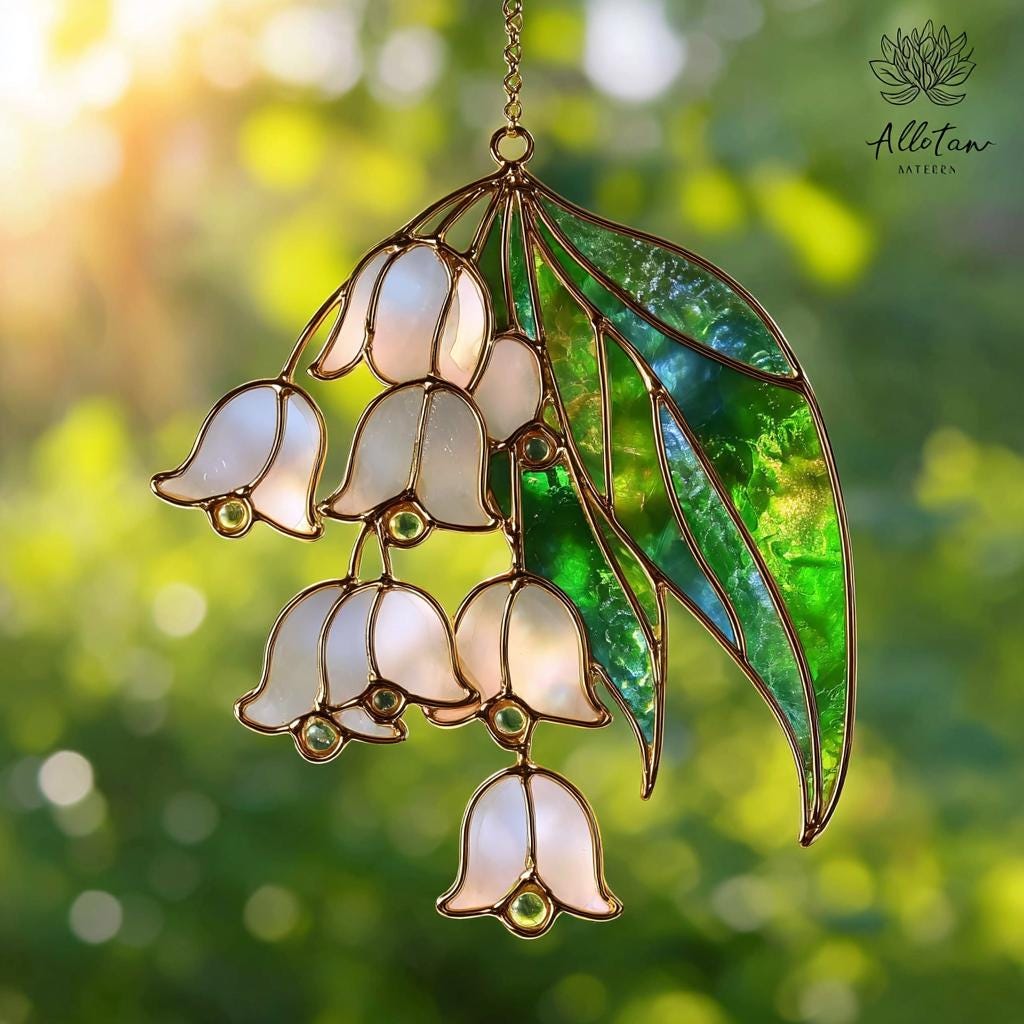 Lily of the Valley Acrylic Suncatcher, Faux Stained Glass Window ...