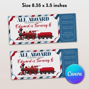 Train Birthday Ticket Invitation: Customizable Kids Party (Digital Download)