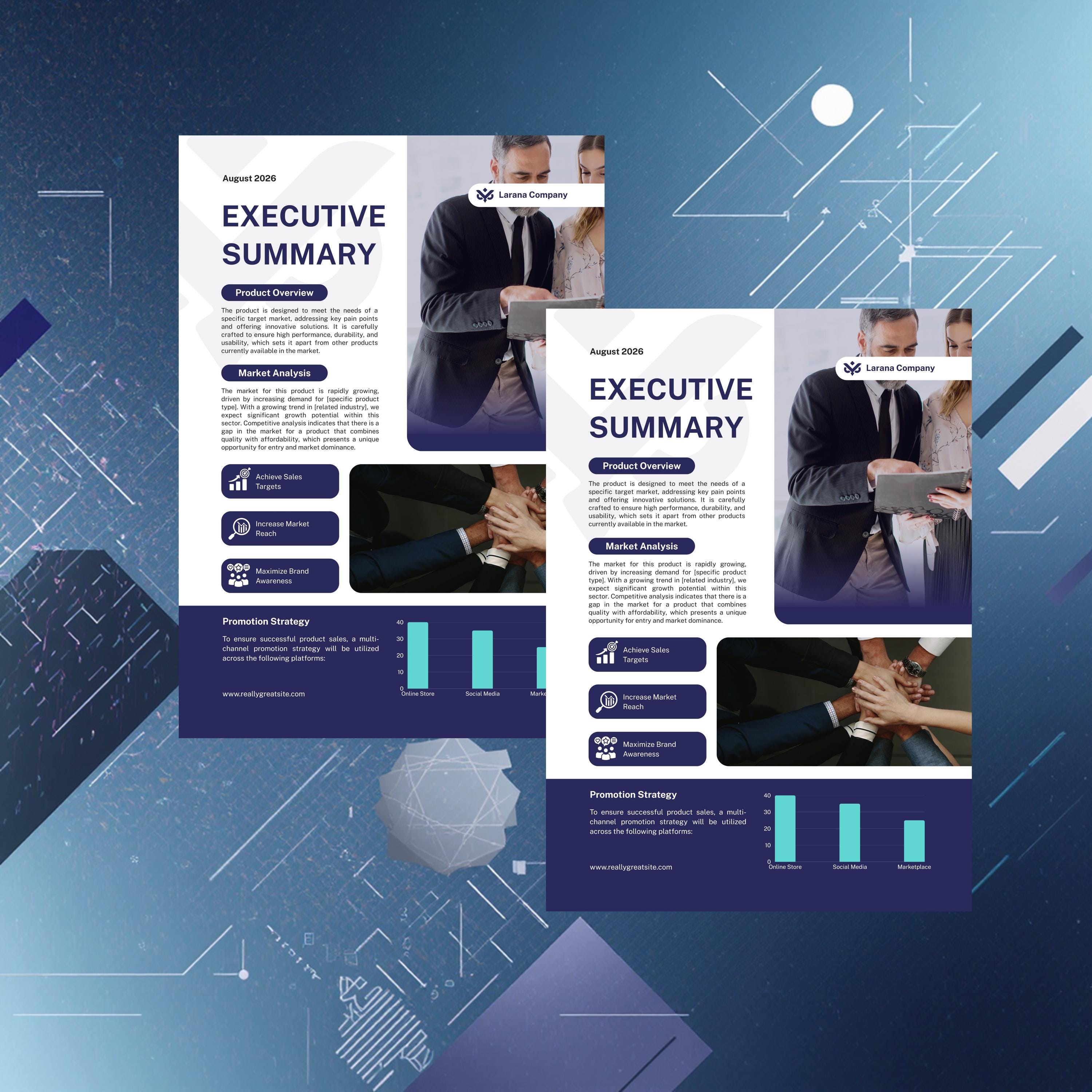 Executive Summary Template | Business One Pager (canva, MS Word ...