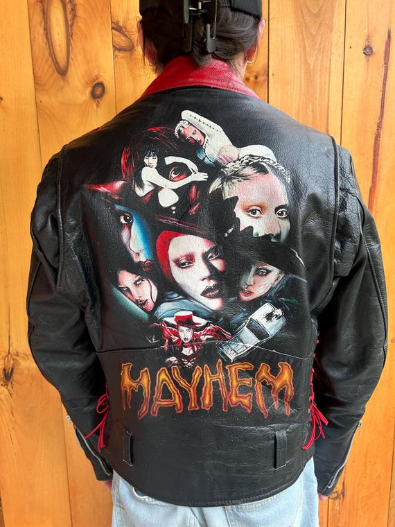 Custom-painted Lady Gaga Mayhem Leather Jacket (ONE-OF-A-KIND!) - Etsy