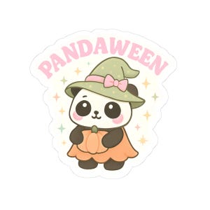Cute Halloween Panda Stickers, Kiss-Cut Stickers for Fall Decor, Pandawween Stickers, Animal Lovers, Halloween Gifts, Laptop Stickers