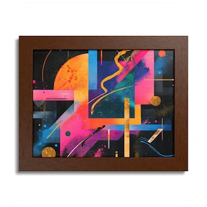 Multi-Color Framed Poster, Abstract Wall Art, Colorful Home Decor, Modern Artwork, Vibrant Room Accent