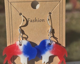 Buffalo Bills Earrings Handmade Red White & Blue, size 1 inch x .75 inches.