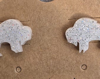 Buffalo Bills Stud Earrings – Handmade White Buffalo, Team Spirit
