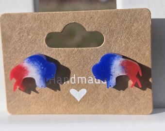 Buffalo Bills Stud Earrings: Red, White & Blue Handmade Jewelry.