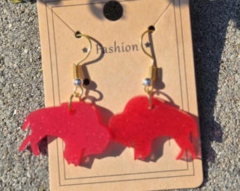 Buffalo Bills Red Sparkly Dangly Earrings – Handmade Game Day Glam